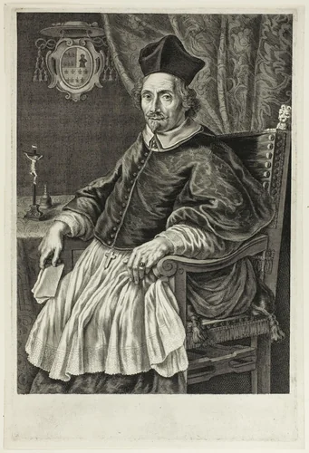 Portrait of Cardinal Zacharias de Mez by Jan Visscher, print, 1540-1586