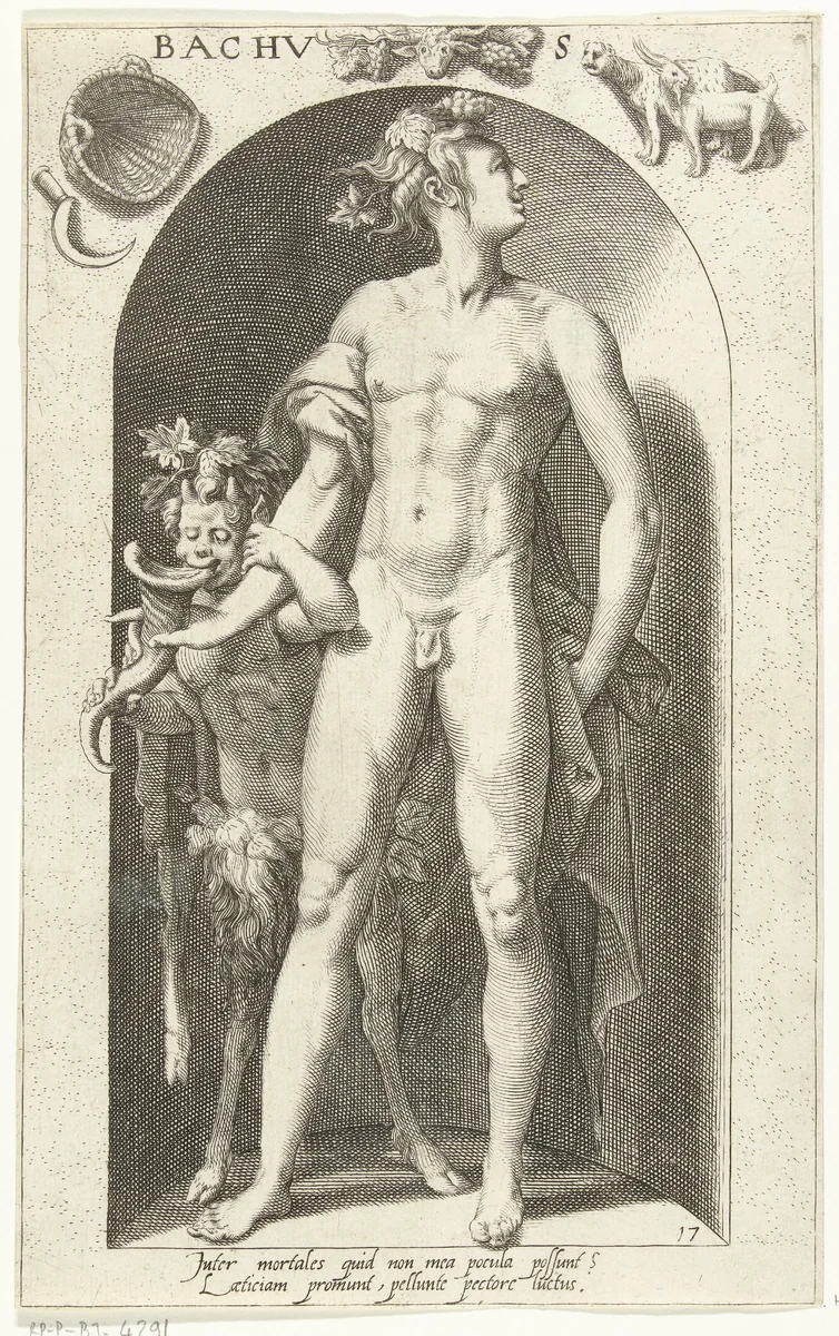 Bacchus by Nicolaas Braeu, print, 1598