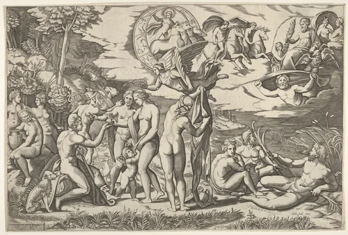 Judgment of Paris by Marcantonio Raimondi, print, 1515-1525