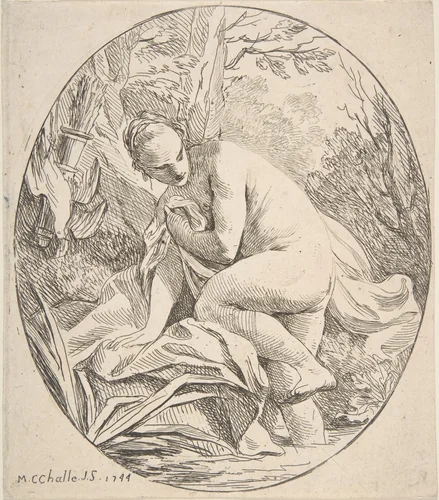 Diana at the Bath by Charles Michel-Ange Challe, print, 1744