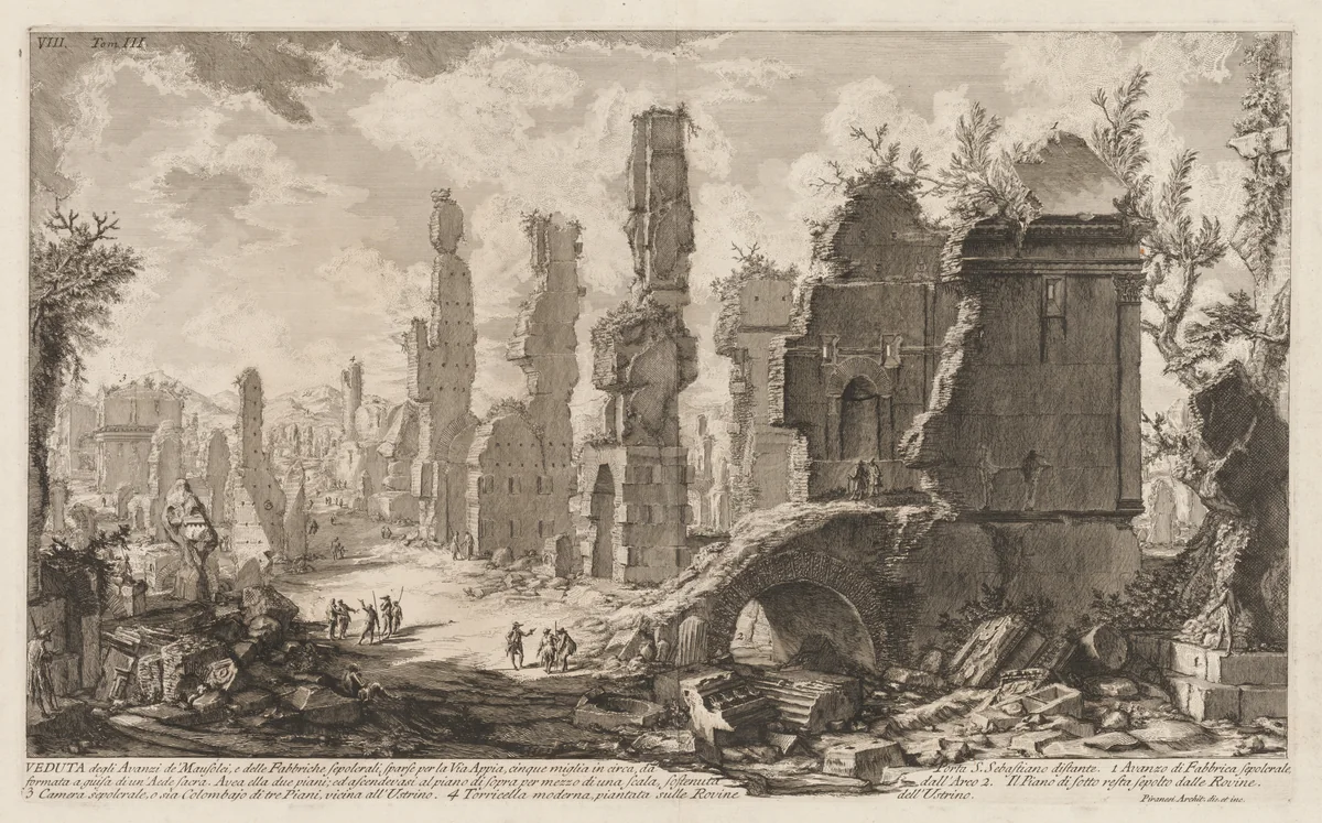 Antiquities of Rome: The Appian Way by Giovanni Battista Piranesi, print, 1740-1778