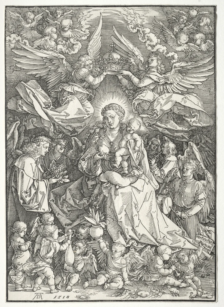 The Virgin Surrounded by Many Angels by Albrecht Dürer, print, 1518