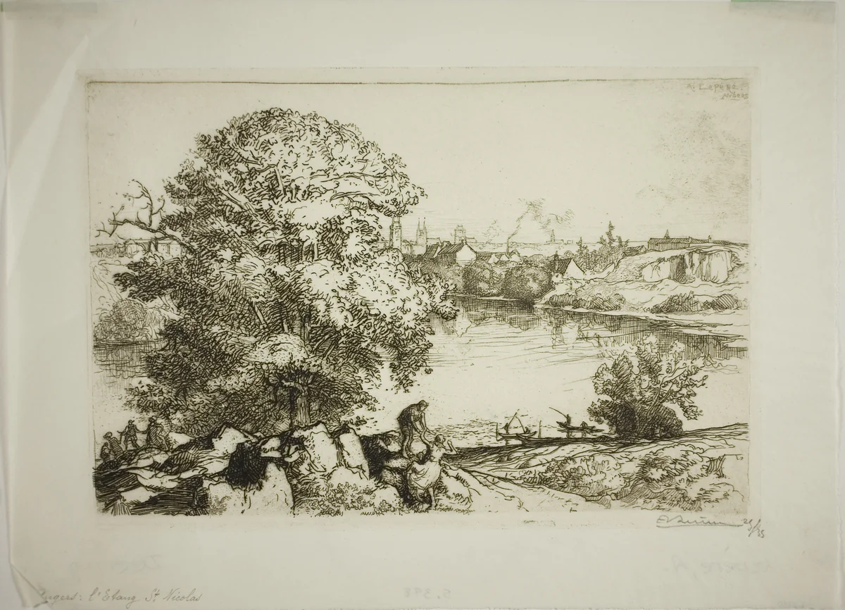 Angers, Lake Saint-Nicolas by Louis Auguste Lepère, print, 1912