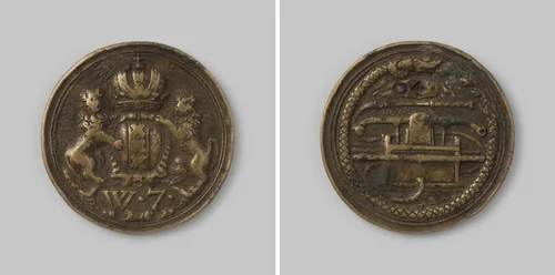 Brandspuitpenning van Amsterdam, wijk 7 nummer D4 by anonymous, metalwork, 1675-1800