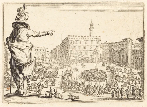 Piazza della Signoria, Florence by Jacques Callot, print, 1622