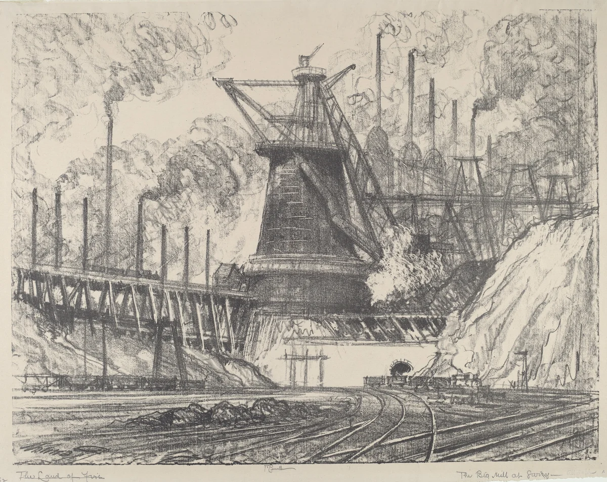 The Big Mill, Gary, Indiana by Joseph Pennell, print, 1914