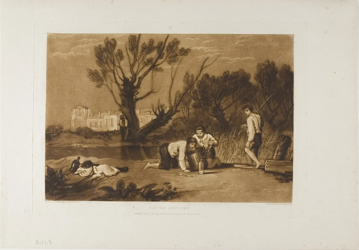 Young Anglers, plate 32 from Liber Studiorum by Joseph Mallord William Turner, print, 1811