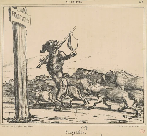 Emigration by Honoré Daumier, print, 1856