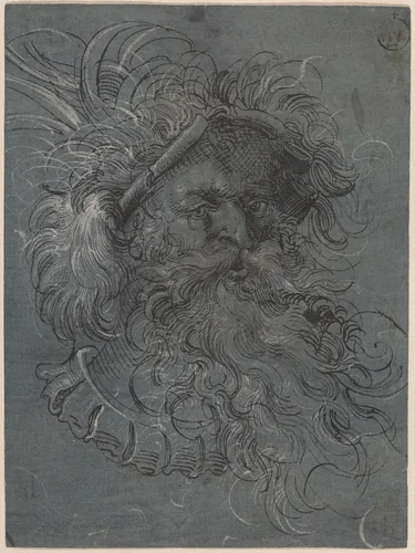 Head of a Bearded Man by Jost Amman, drawing, 1572
