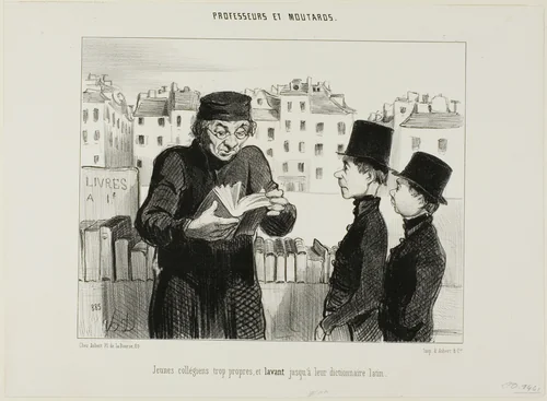 Clean Young High School Students, They Even Try Selling Off their Latin Dictionary, plate 24 from Professeurs et Moutards (Professors and Rascals) by Honoré-Victorin Daumier, print, 1846