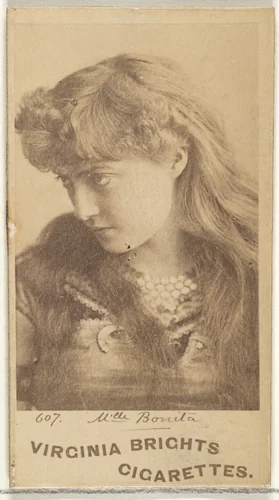 Card 607, Mlle. Bonita, from the Actors and Actresses series (N45, Type 1) for Virginia Brights Cigarettes by Allen & Ginter, photograph, 1885-1891