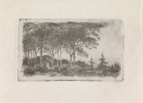 Vrouw bij een bomenrij by Jacob Jan van der Maaten, print, 1830-1879