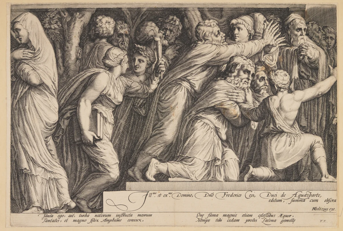 The Punishment of Niobe (Plate 4) by Jan Saenredam, print, 1594