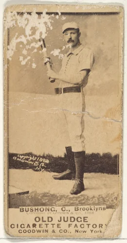 Bushong, Catcher, Brooklyn, from the Old Judge series (N172) for Old Judge Cigarettes by Goodwin & Company, photograph, 1888