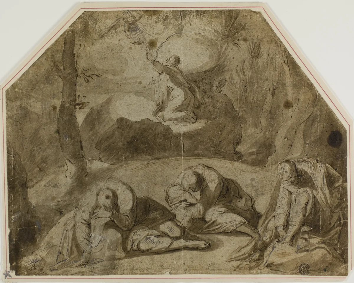 Agony in the Garden by Taddeo Zuccaro, drawing, 1598-1602