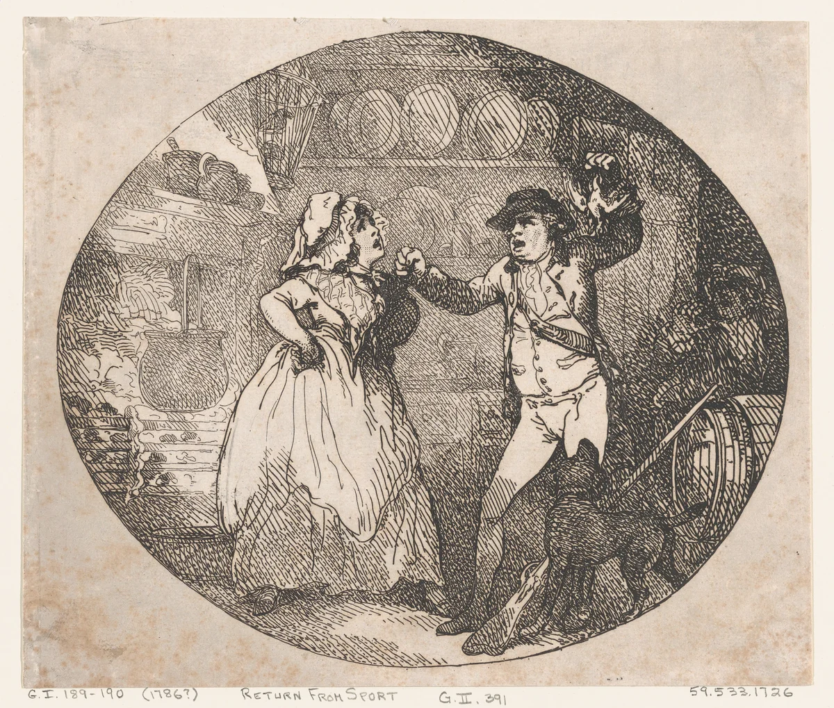 Return from Sport by Thomas Rowlandson, print, 1786