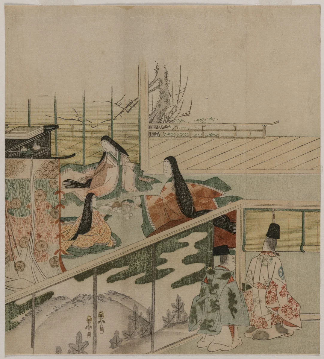 Court Ladies Making Dolls by Kubo Shunman (窪俊満), print, 1790-1799