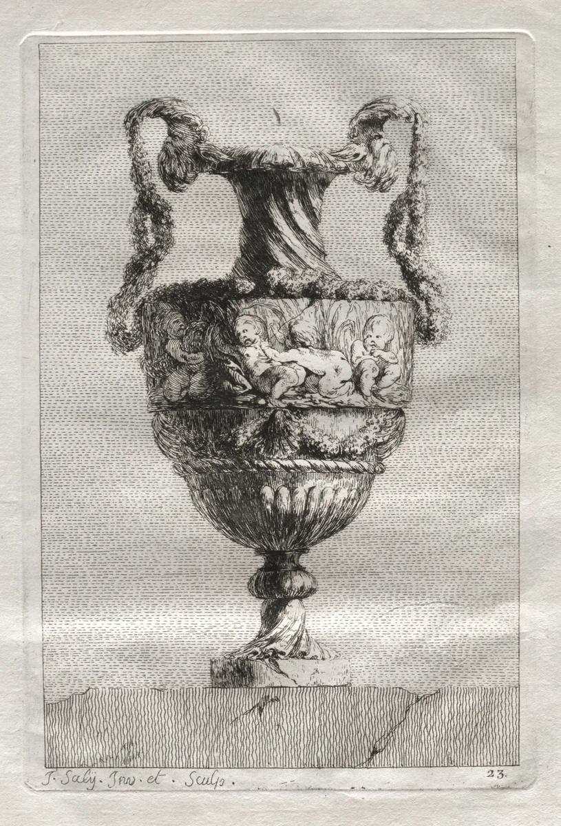 Suite of Vases: Plate 23 by Jacques François Saly, print, 1746