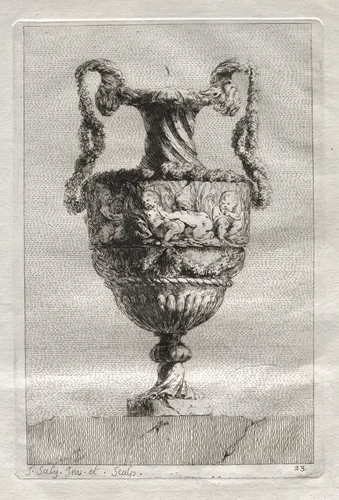 Suite of Vases: Plate 23 by Jacques François Saly, print, 1746