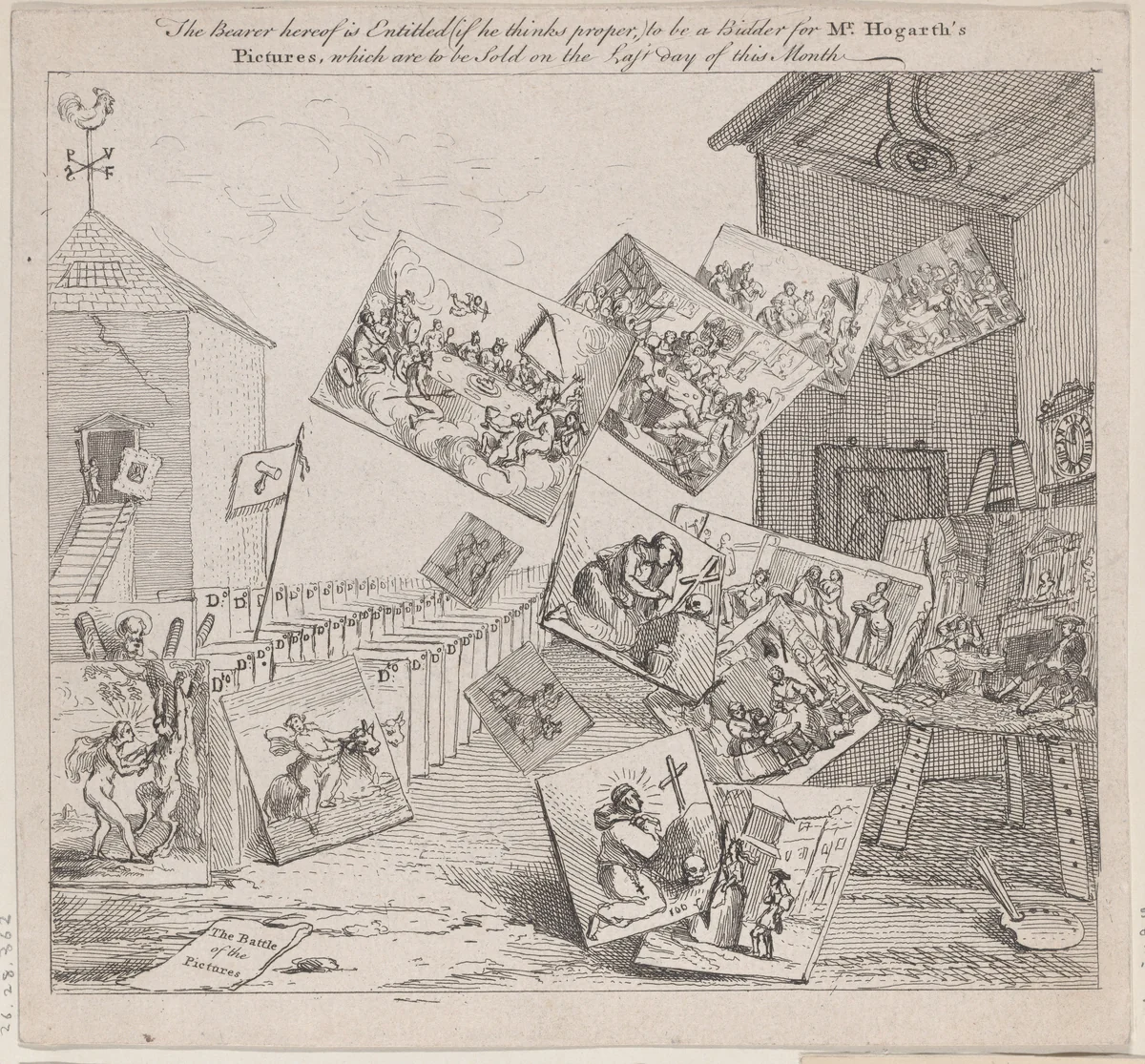 The Battle of the Pictures by William Hogarth, print, 1700-1800