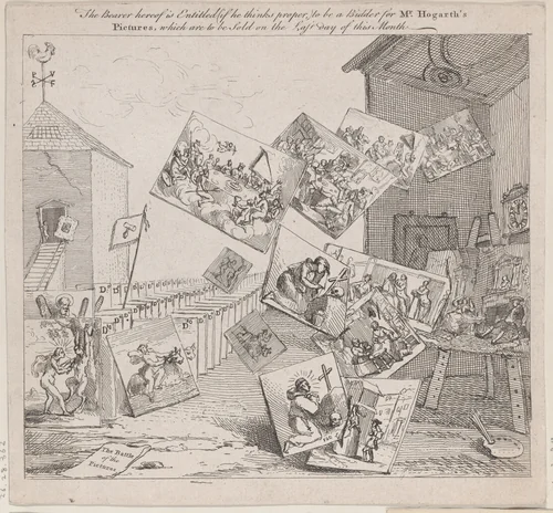 The Battle of the Pictures by William Hogarth, print, 1700-1800