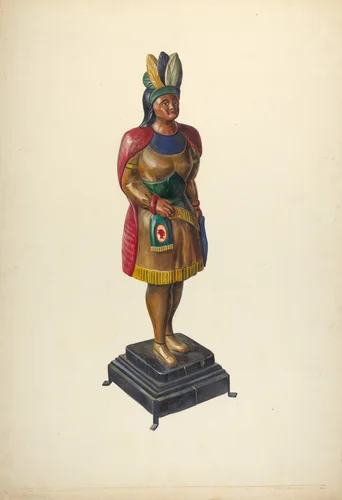 Cigar Store Indian by Walter Hochstrasser, index of american design, 1937