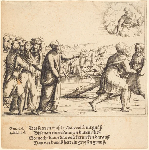 The Lord Sweetens the Waters of Marah by Augustin Hirschvogel, print, 1548