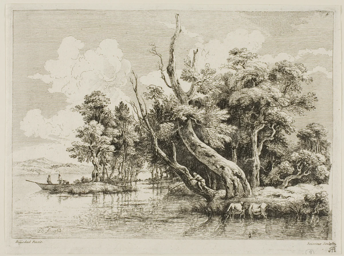 Clump of Trees near the Water by Jean Jacques de Boissieu, print, 1763