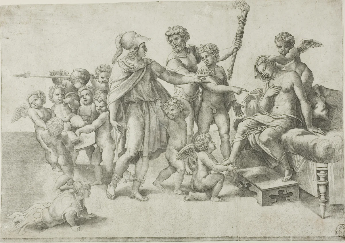 Alexander and Roxana by Giovanni Jacopo Caraglio, print, 1501-1600