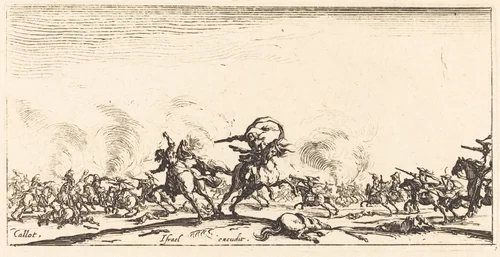 The Cavalry Combat with Pistols by Jacques Callot, print, 1632-1634