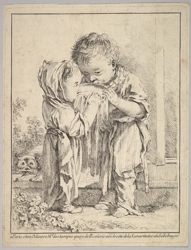 Les Petits Buveurs de Lait (The Little Milk Drinkers) by anonymous, print, 1740-1756