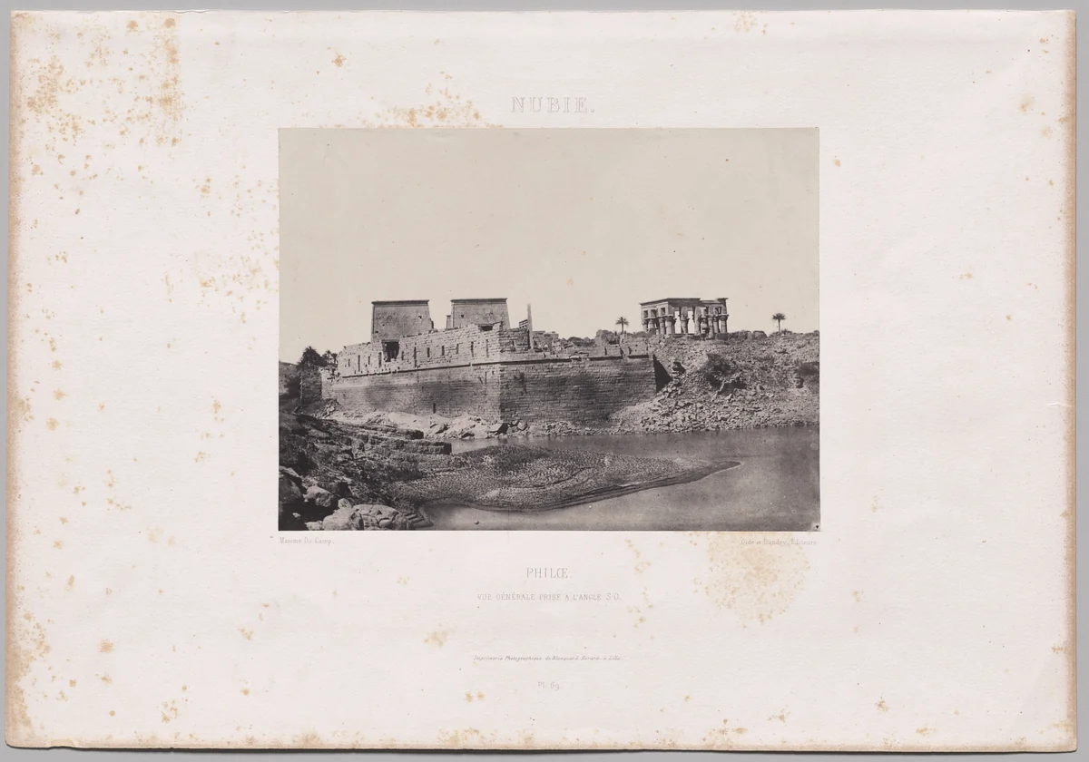 Vue générale prise à l'angle sud-ouest, Philoe by Maxime Du Camp, photograph, 1849-1850