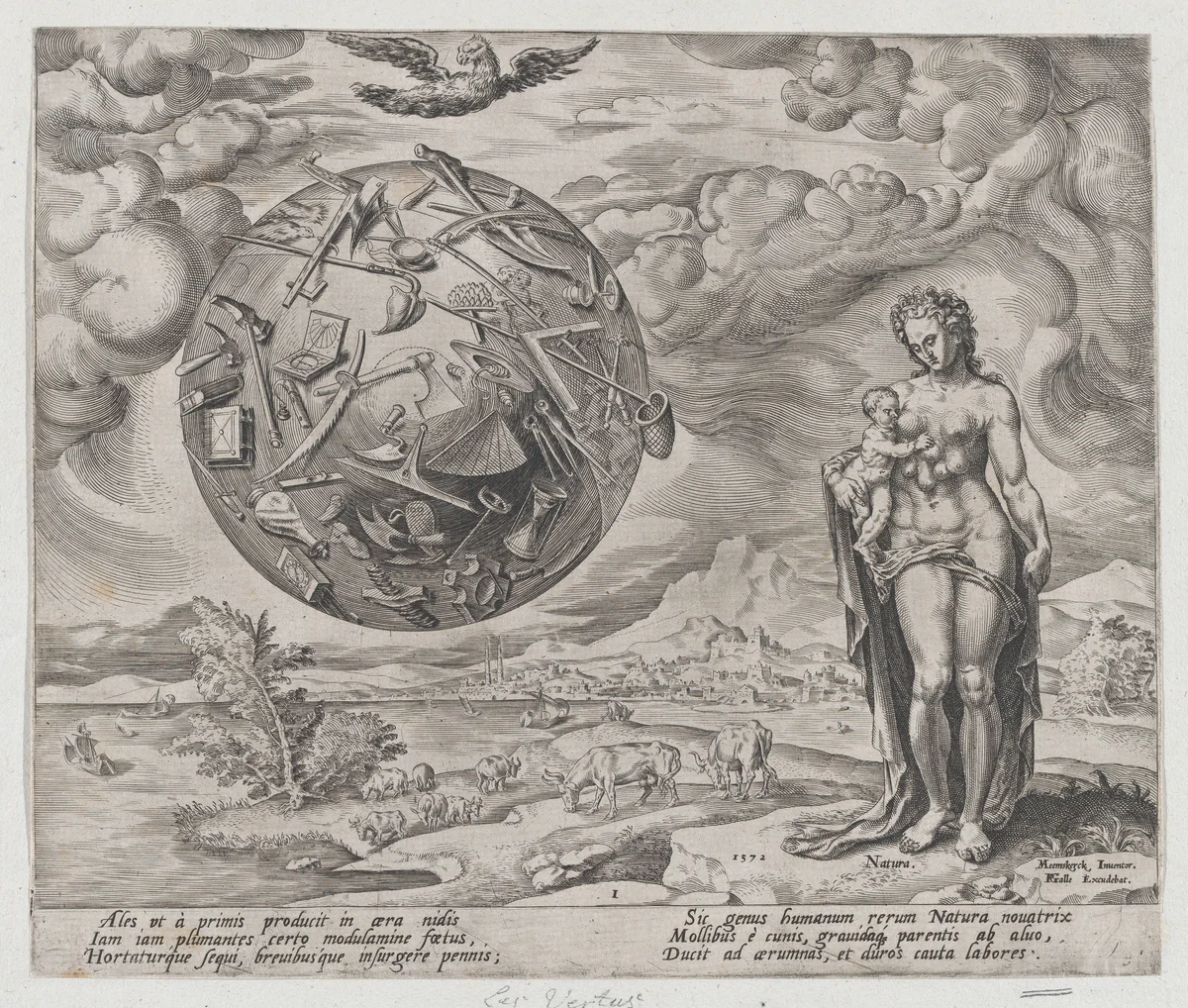 Man Born to Toil, from The Reward of Labour and Diligence, plate 1 by Philips Galle, print, 1572
