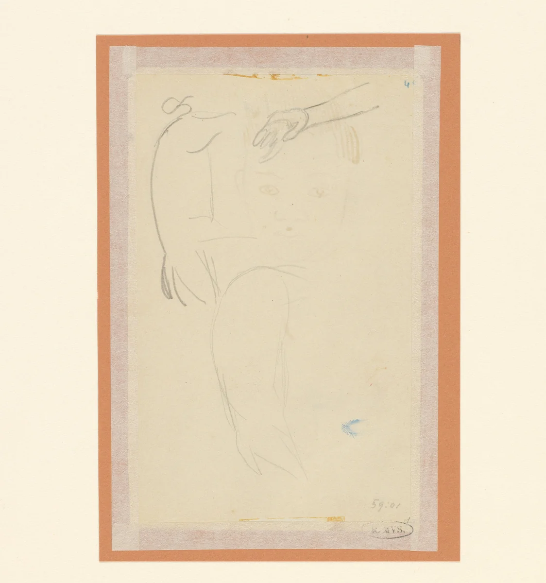 Twee varkens en een hand by Paul Gauguin, drawing, 1858-1903