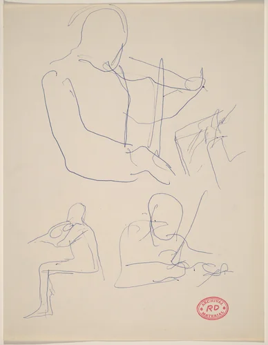 Untitled [three studies of a violinist playing] by Richard Diebenkorn, drawing, 1955-1967