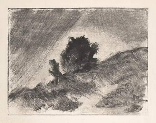 Landscape by Edgar Degas, print, 1872-1882