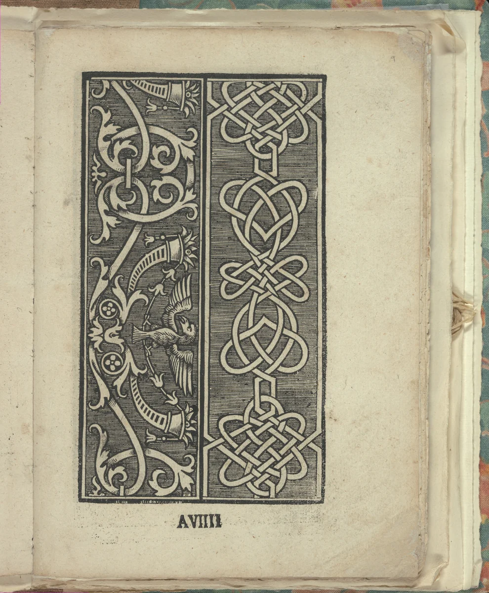 Opera Nova Universali intitulata Corona di racammi, page 9 (recto) by Giovanni Andrea Vavassore, book, 1530