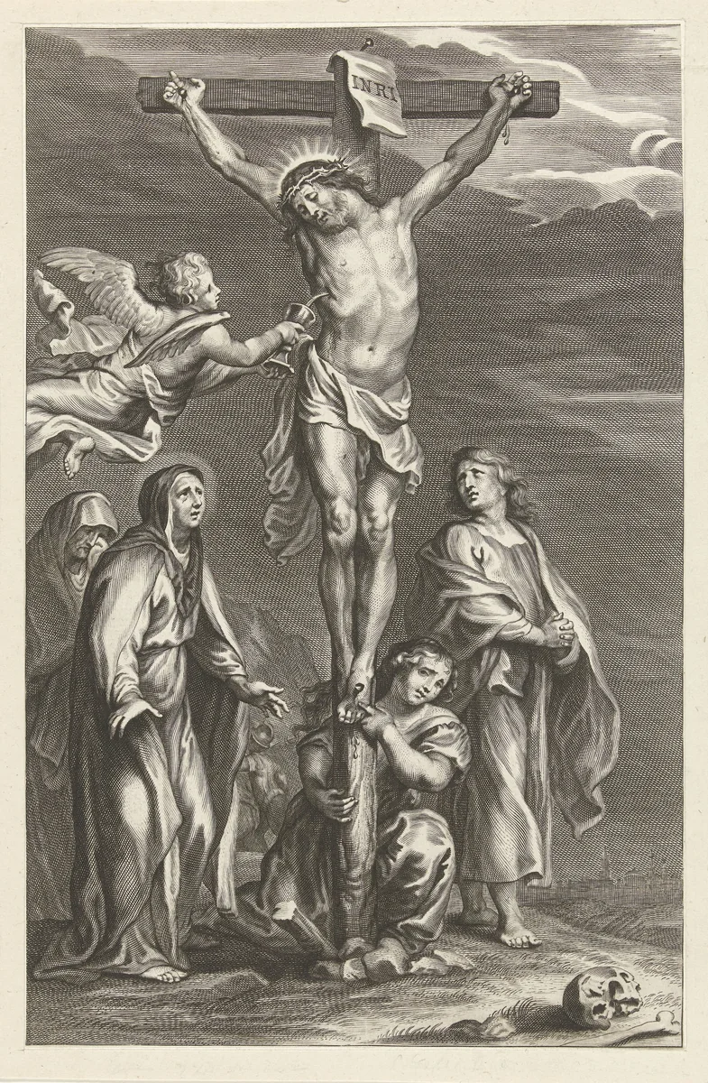 Christus aan het kruis by anonymous, print, 1650-1700