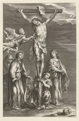 Christus aan het kruis by anonymous, print, 1650-1700