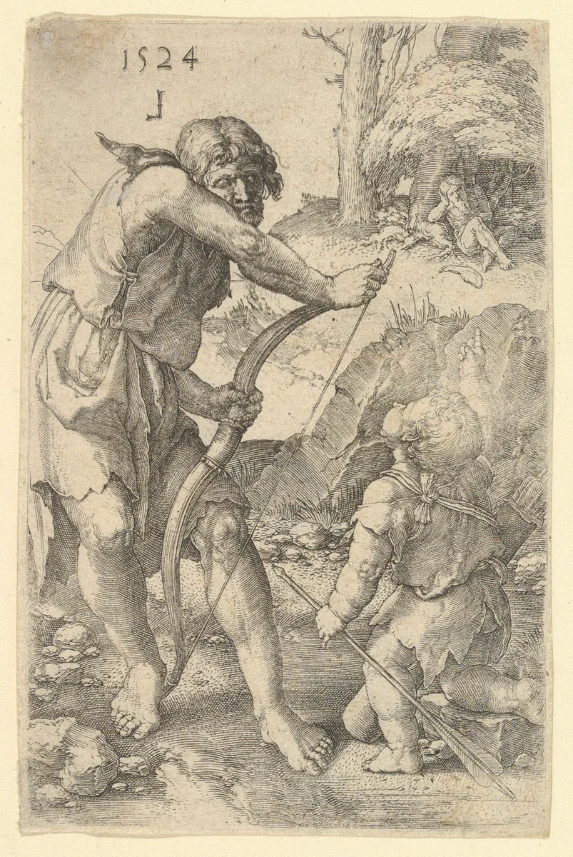 Lamech and Cain by Lucas van Leyden, print, 1524