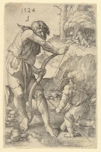 Lamech and Cain by Lucas van Leyden, print, 1524