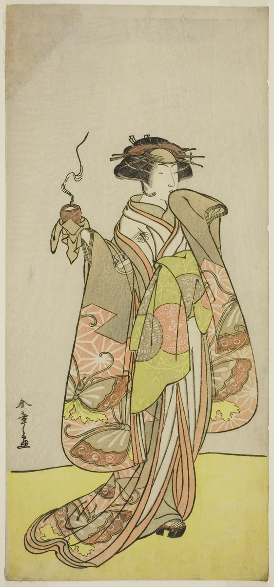 The Actor Ichikawa Monnosuke II as the Courtesan Kewaizaka no Shosho in the Play Sono Kyodai Fuji no Sugatami, Performed at the Morita Theater in the First Month, 1776 by Katsukawa Shunsho (勝川 春章), print, 1771-1781