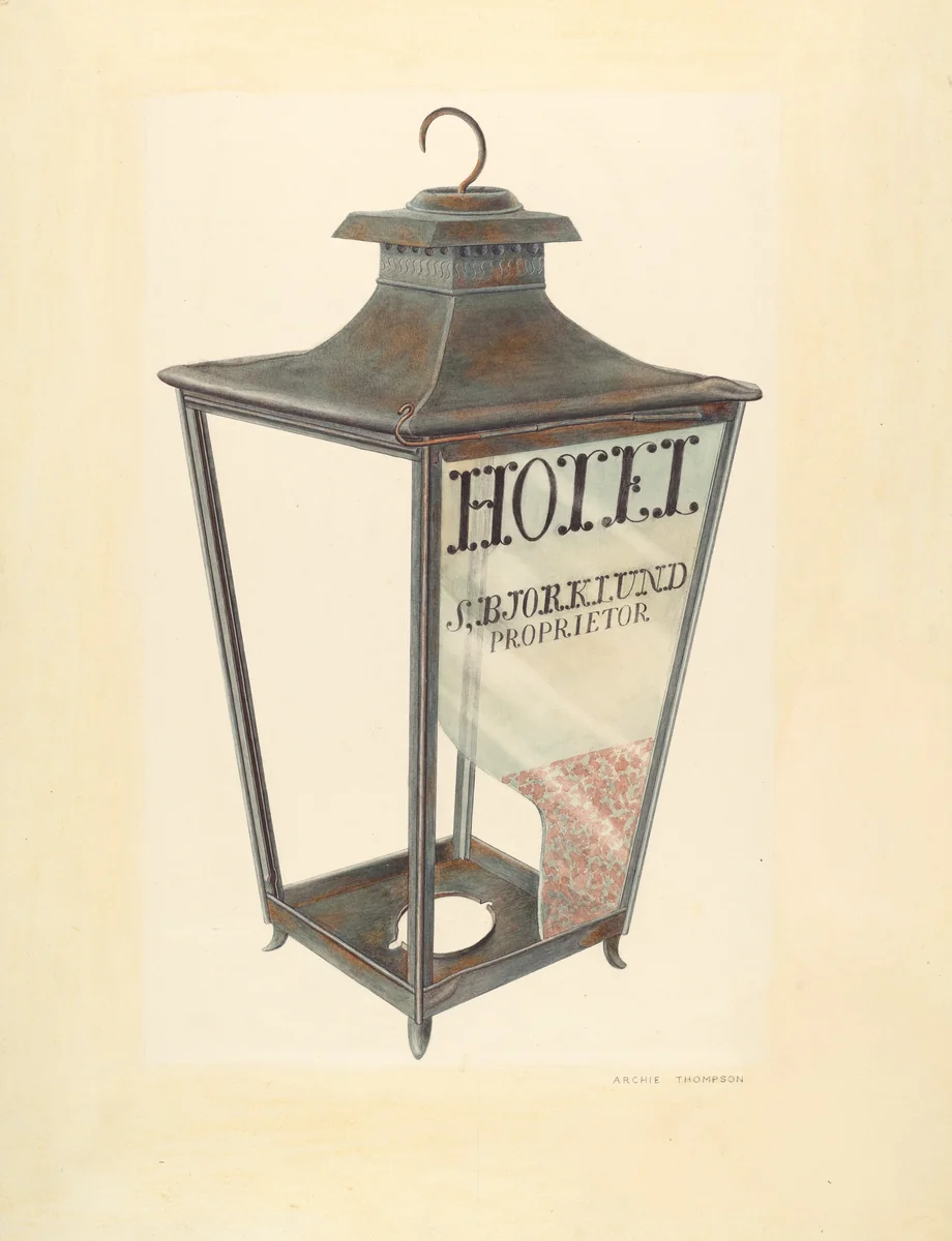 Bishop Hill: Hotel Lantern by Archie Thompson, index of american design, 1939
