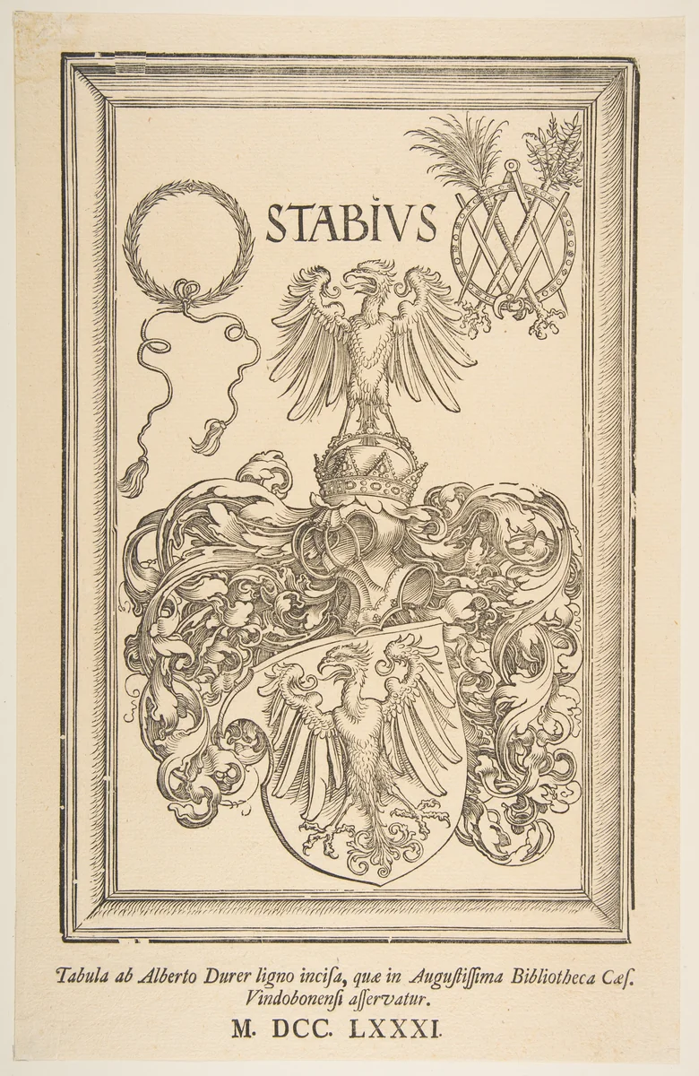 Coat -of-Arms of Johan Stabius, edition of 1781 by Albrecht Dürer, print, 1485-1528