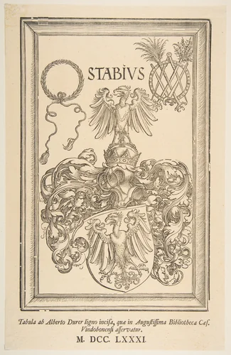 Coat -of-Arms of Johan Stabius, edition of 1781 by Albrecht Dürer, print, 1485-1528