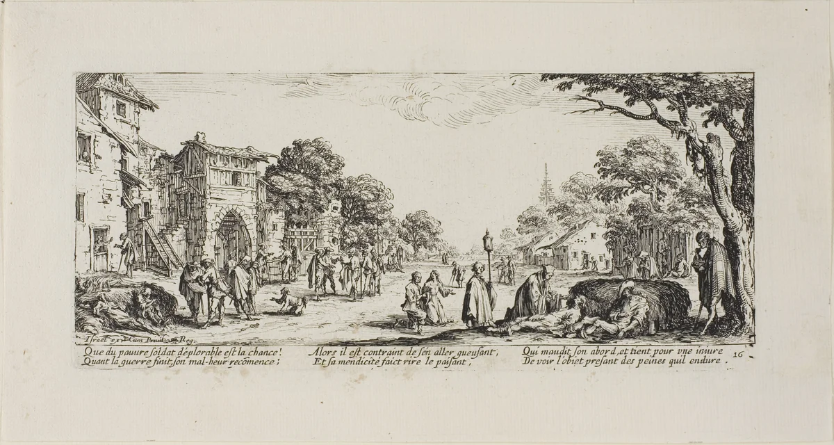 Dying Soldiers by the Roadside, plate sixteen from The Miseries of War by Jacques Callot, print, 1633