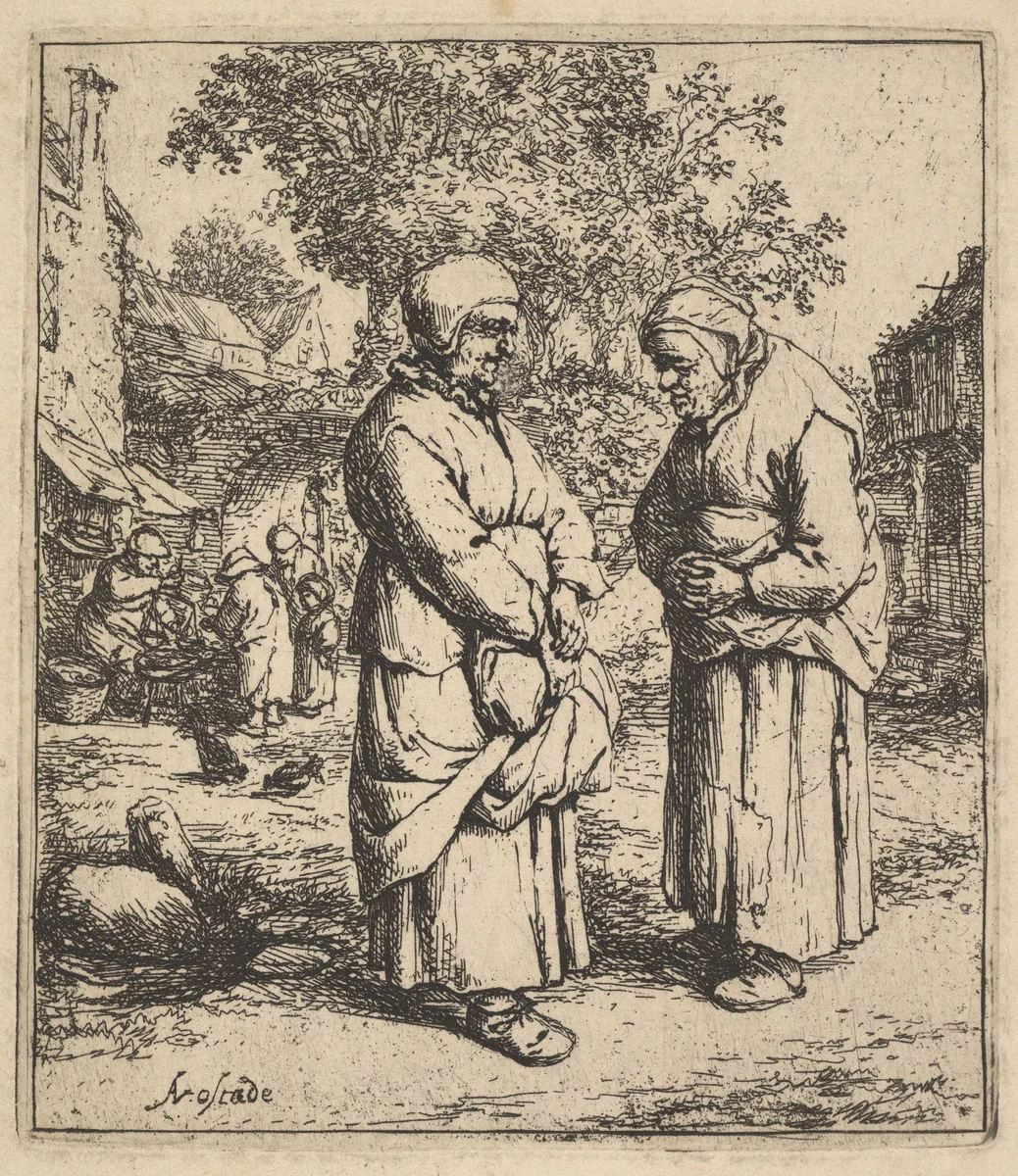 Two Gossips by Adriaen van Ostade, print, 1610-1685