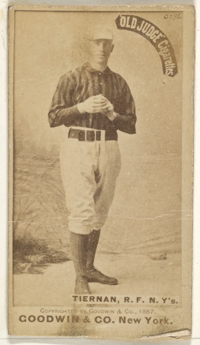 Michael "Silent Mike" Joseph Tiernan, Right Field, New York, from the Old Judge series (N172) for Old Judge Cigarettes by Goodwin & Company, photograph, 1887