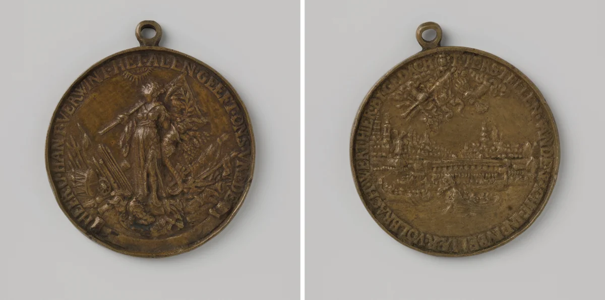 Beleg van Amsterdam door stadhouder Prins Willem II 1650 by Dirk van Rijswijck, metalwork, 1650