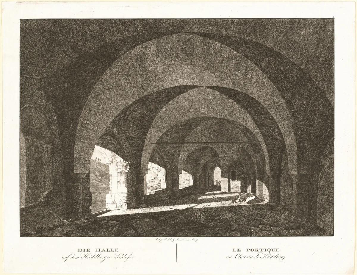 Die Halle auf dem Heidelberger Schlosse (The Hall of Heidelberg Castle) by Georg Primavesi, print, 1806